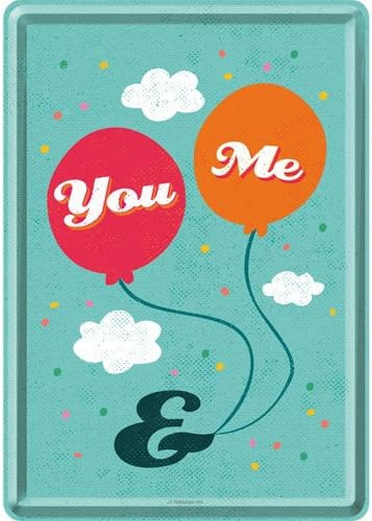 MINIBLECHSCHILD 10/14 cm You & Me - Multicolor, Metall (10/14/0.1cm) - Nostalgic-Art