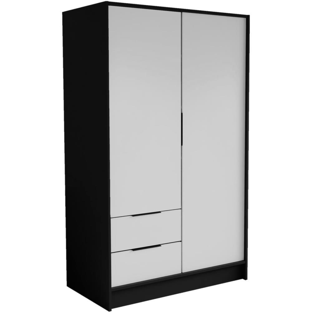Beautysofa Drehtürenschrank Schwarz, Weiß 100x200x51 cm