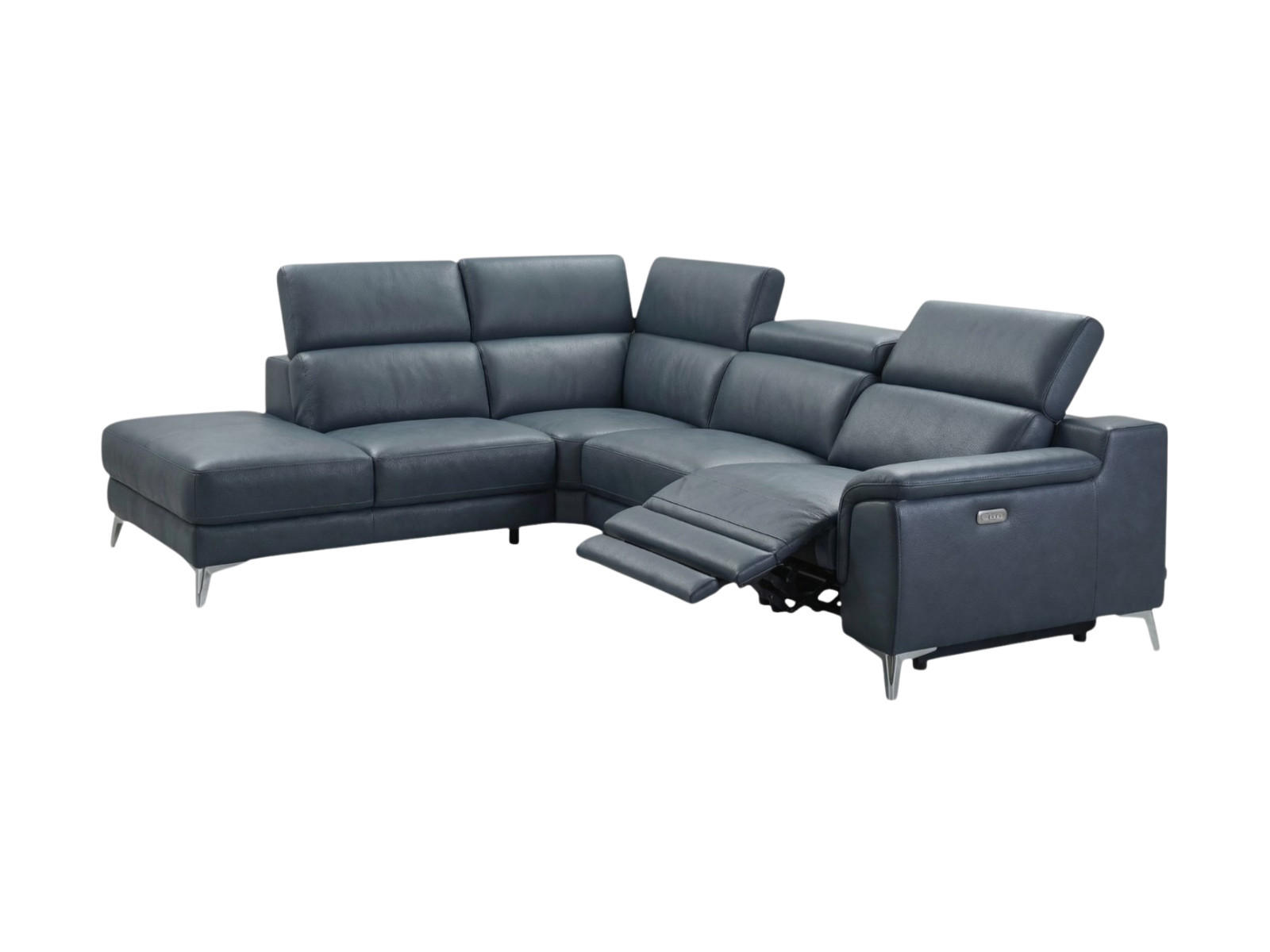 ECKSOFA Jardin Echtleder mit 1 x Relaxfunktion Anthrazit - Anthrazit, Leder/Metall (230/266cm)