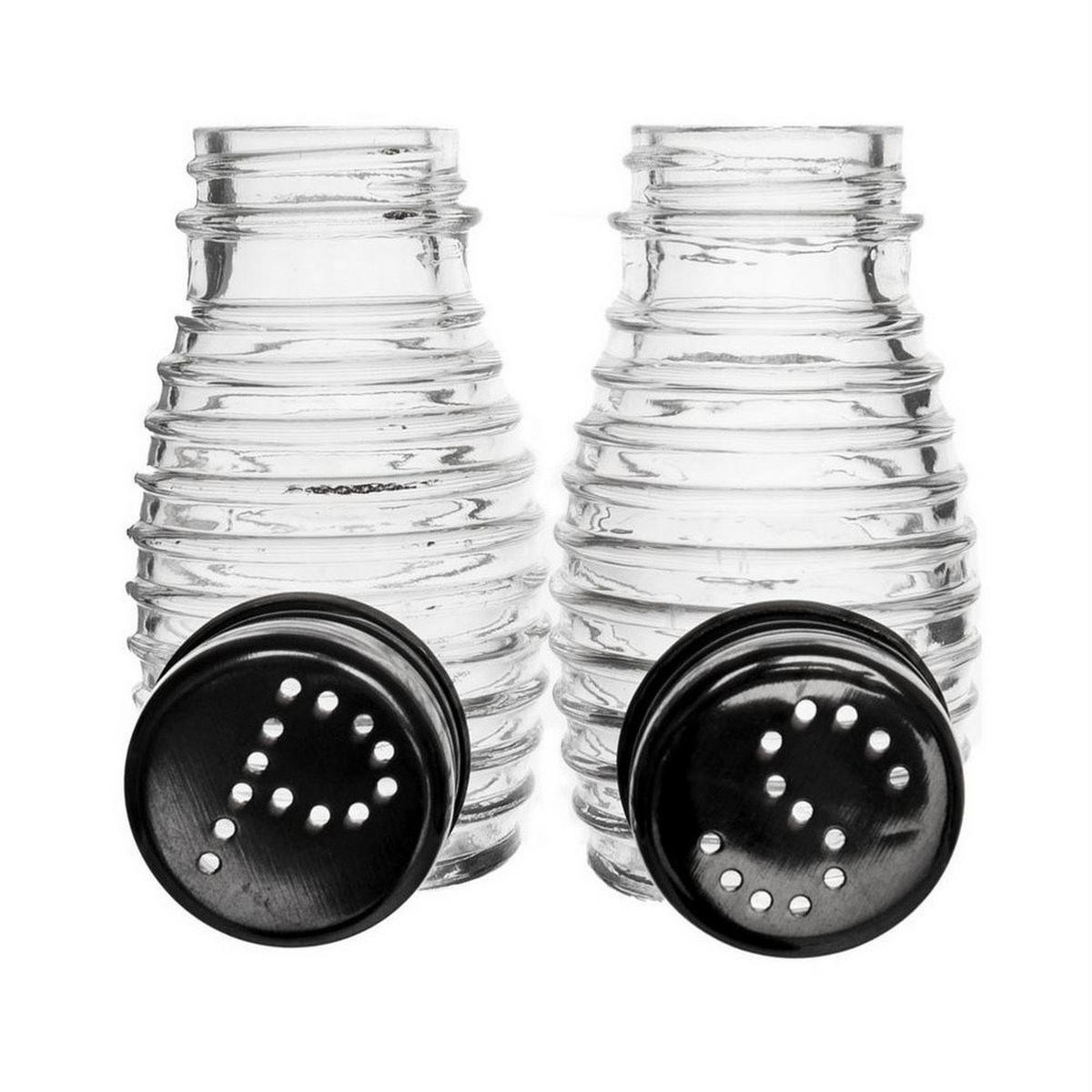 GEWÜRZSTREUER-SET geriffelt 2-teilig Transparent - Transparent, Glas (5/8.5/5cm) - Orion 