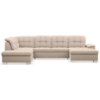 WOHNLANDSCHAFT Jamaal Beige Velours rechtsseitig - Beige/Schwarz, Textil (330/106/212cm) - Selsey