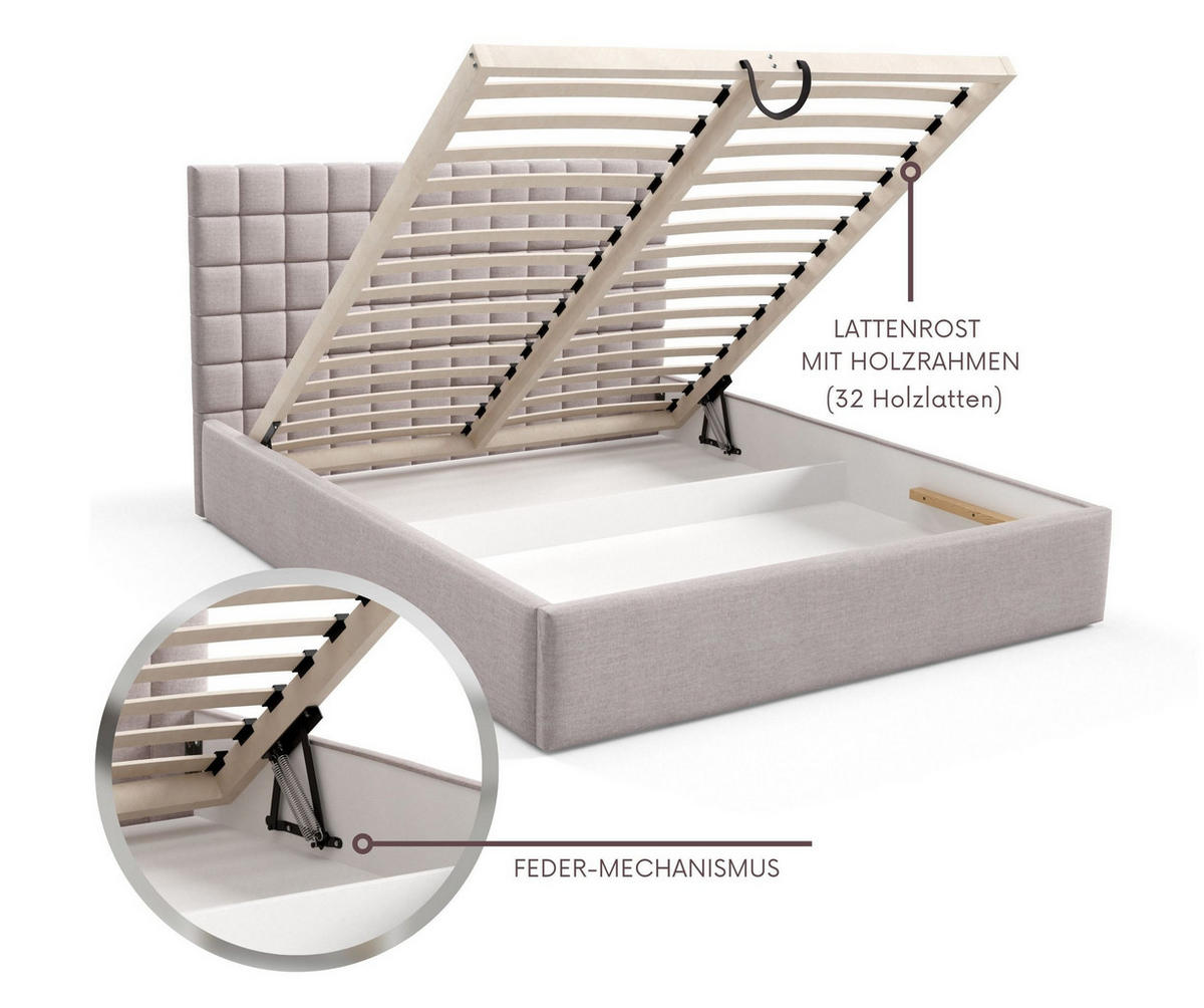 POLSTERBETT BEZA III - Weinrot - Weinrot, Holz/Textil (140/200cm) - AN-Moebel 4u