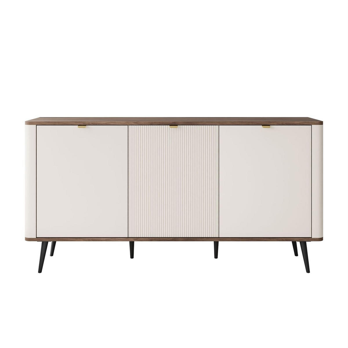 KOMMODE für das Schlafzimmer AUTUMN 3D mit geriffelter Front, Kaschmir / Nussbaum - Beige/Braun, Holzwerkstoff (160/82/40cm) - Lookway