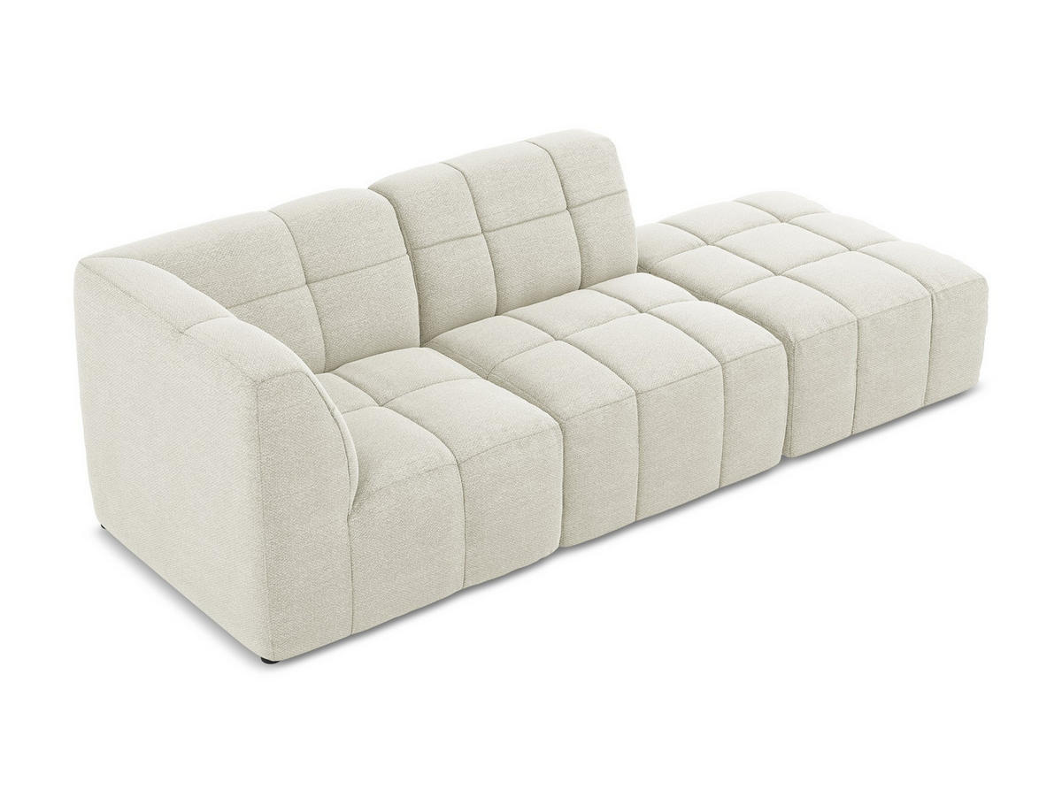 ECKSOFA Rechts Bouclé Stoff Beige - Sandfarben/Schwarz, Holzwerkstoff/Kunststoff (240/90cm) - Makamii