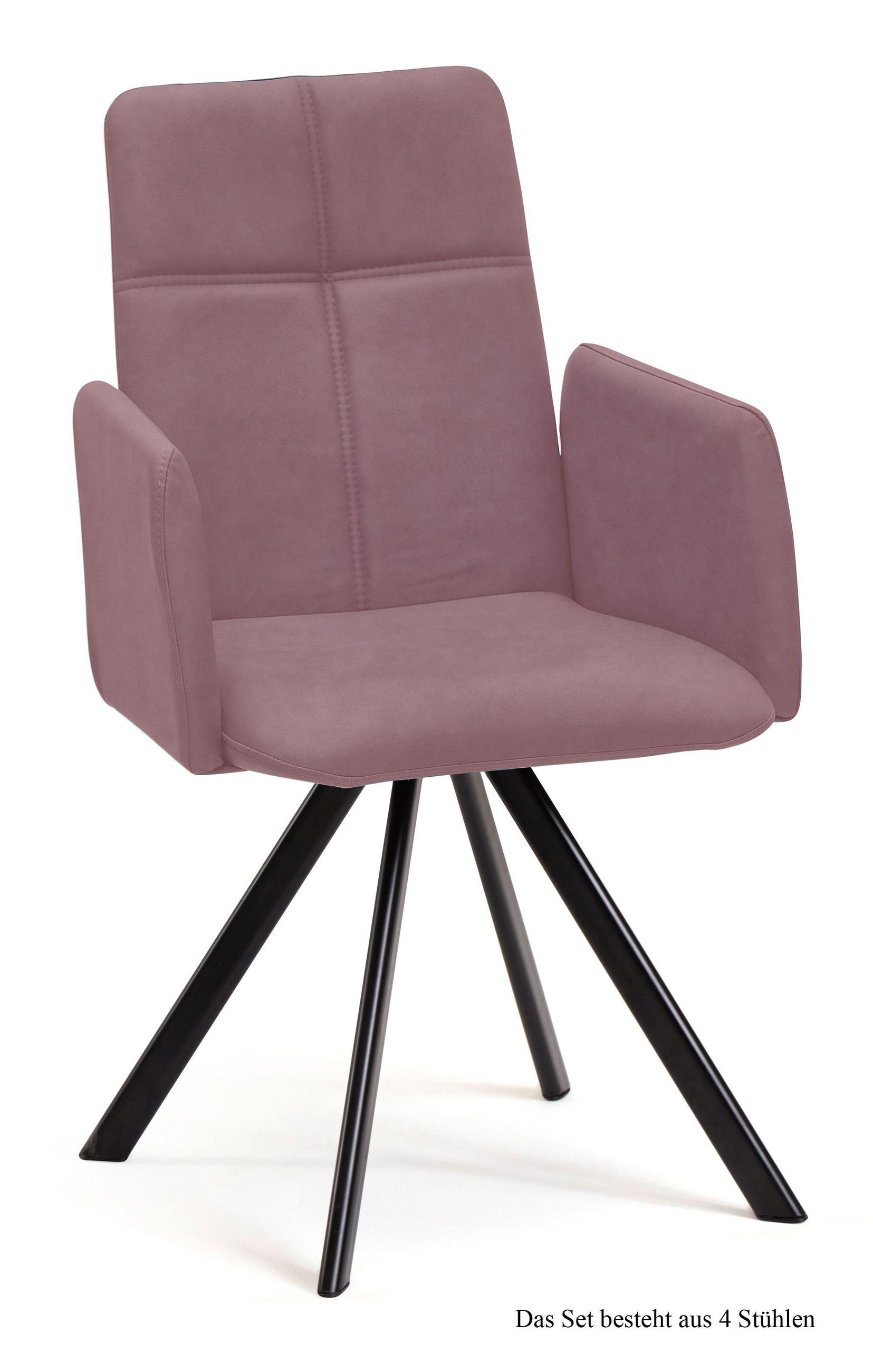 ARMLEHNSTUHL drehbar (4er-Set) Desha 52x92x60 Schwarz/Rosewood - Dunkelrosa/Schwarz, Kunststoff (60/92/52cm) - 58aufmkessel