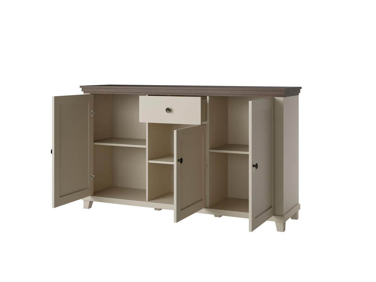 SIDEBOARD EVANDRO 160x42x93 cm mit 1 Schubladen und 3 Türen Beige - Beige, Holzwerkstoff (160/93/42cm) - MASSENO