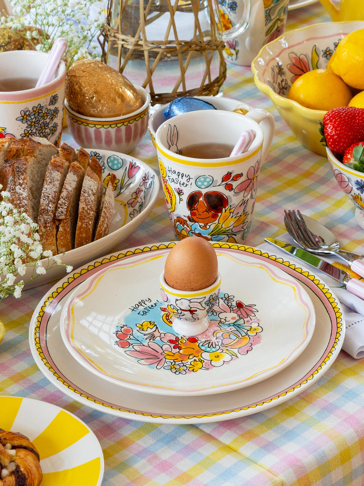TELLER Frohe Ostern in Bunt - 22cm - Multicolor, Keramik (21.8/21.8/2.5cm) - Blond Amsterdam