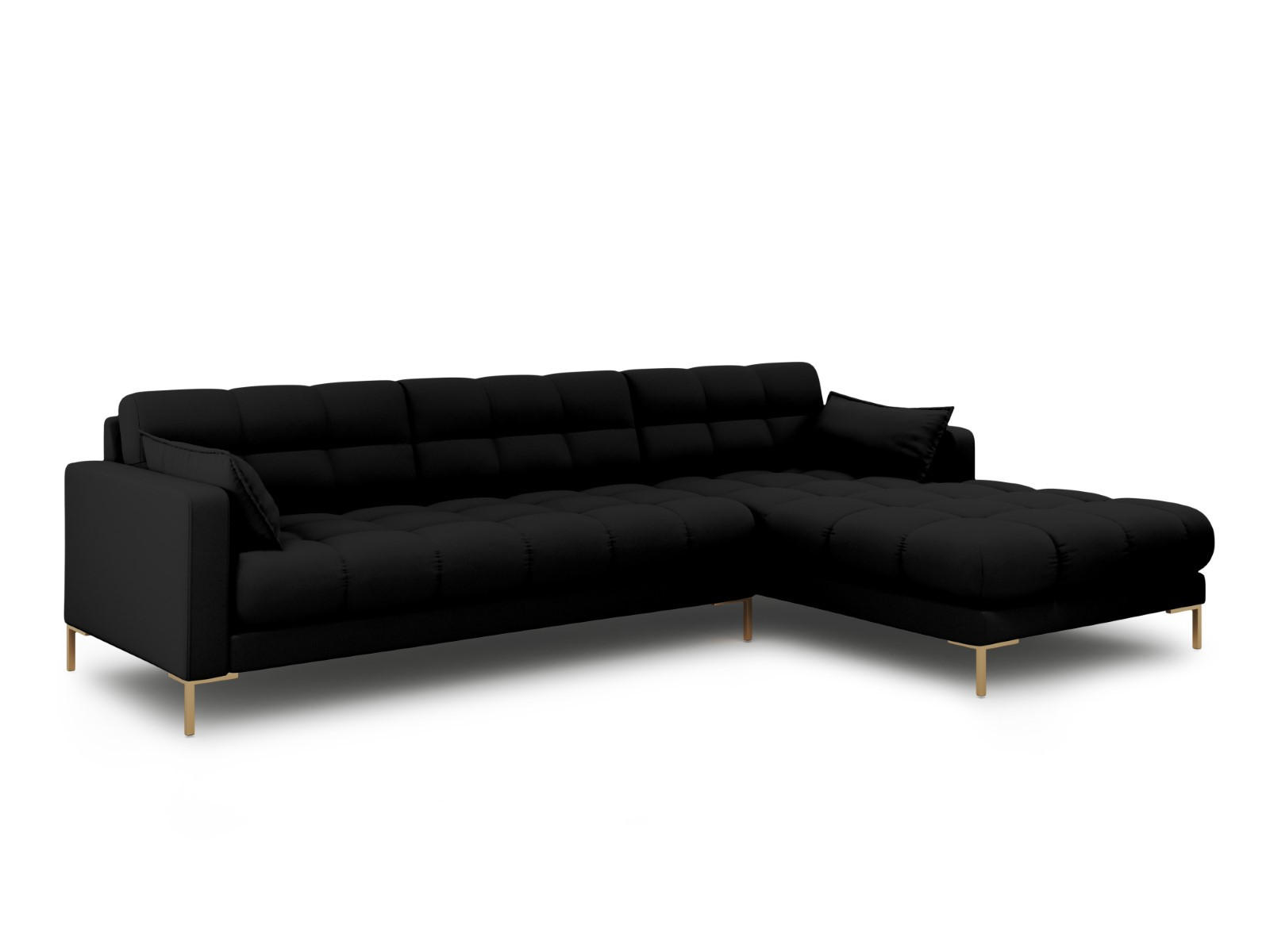 ECKSOFA rechts Mamaia aus strukturiertem Stoff schwarz 5 Sitzplätze - Schwarz, Textil (185/293cm) - Micadoni