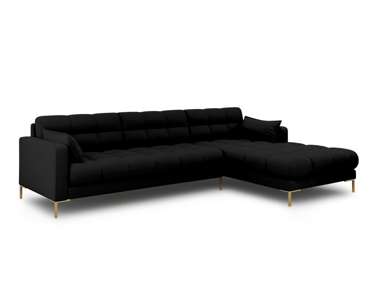 ECKSOFA rechts Mamaia aus strukturiertem Stoff schwarz 5 Sitzplätze - Schwarz, Textil (185/293cm) - Micadoni
