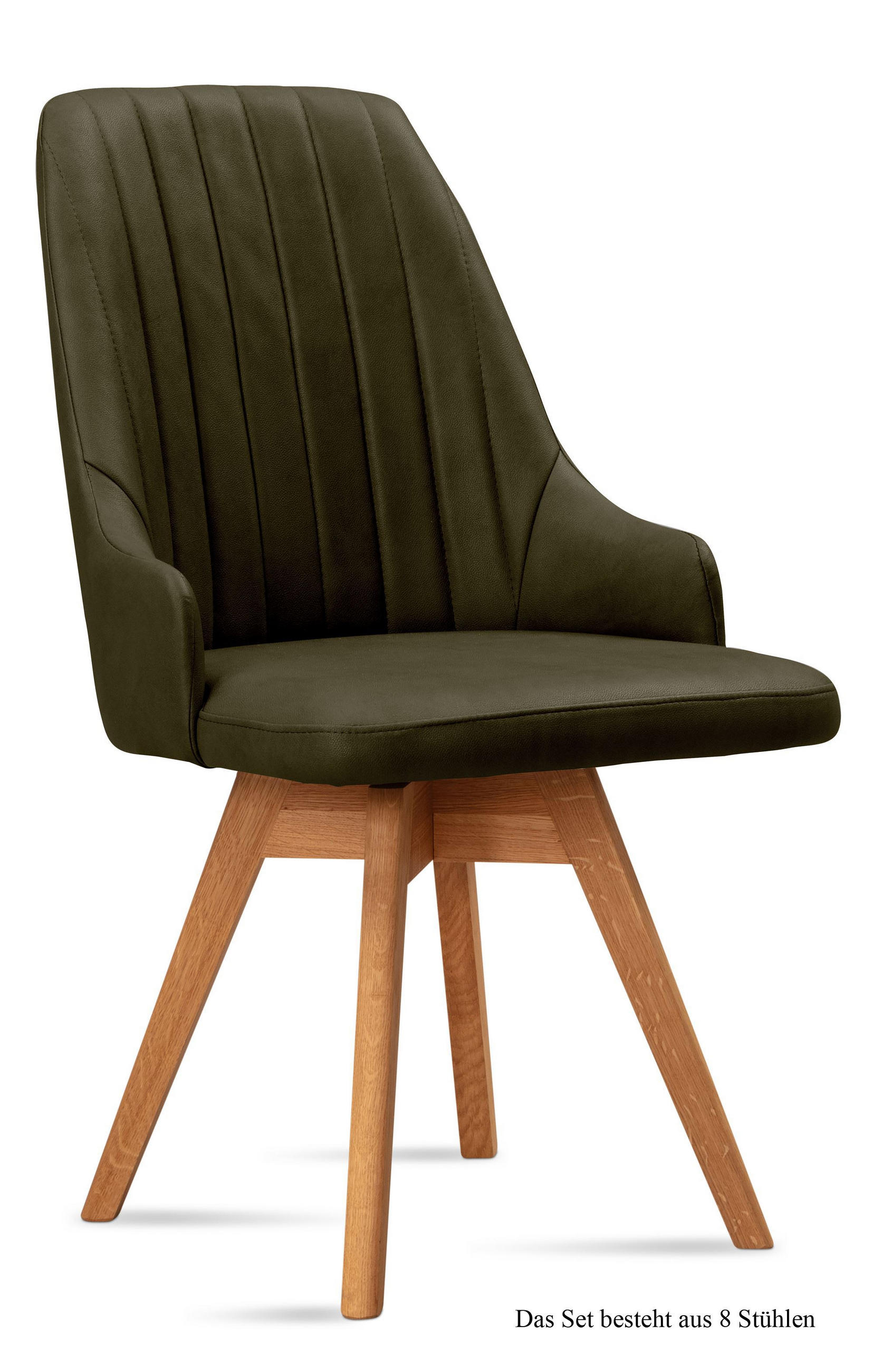 ESSZIMMERSTUHL drehbar (8er-Set) Dotti 52x91x60 Eiche geölt/Khaki - Dunkelgrün/Eichefarben, Kunststoff (60/91/52cm) - 58aufmkessel