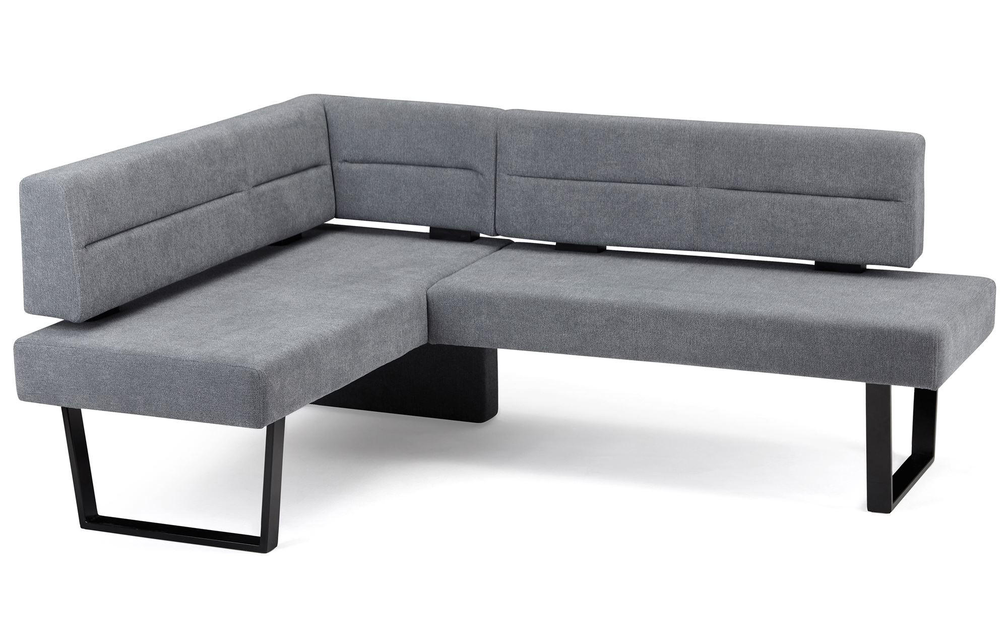 ECKBANK Doralyn für 5 Personen Metall+Microfaser Schwarz/Grau - Schwarz/Grau, Kunststoff (155/195cm) - 58aufmkessel
