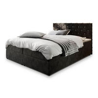 POSTEL BOXSPRING RIVA 160x200 cm, s matrací a úložným prostorem, černá - černá, kompozitní dřevo/textil (160/200cm) - MASSENO