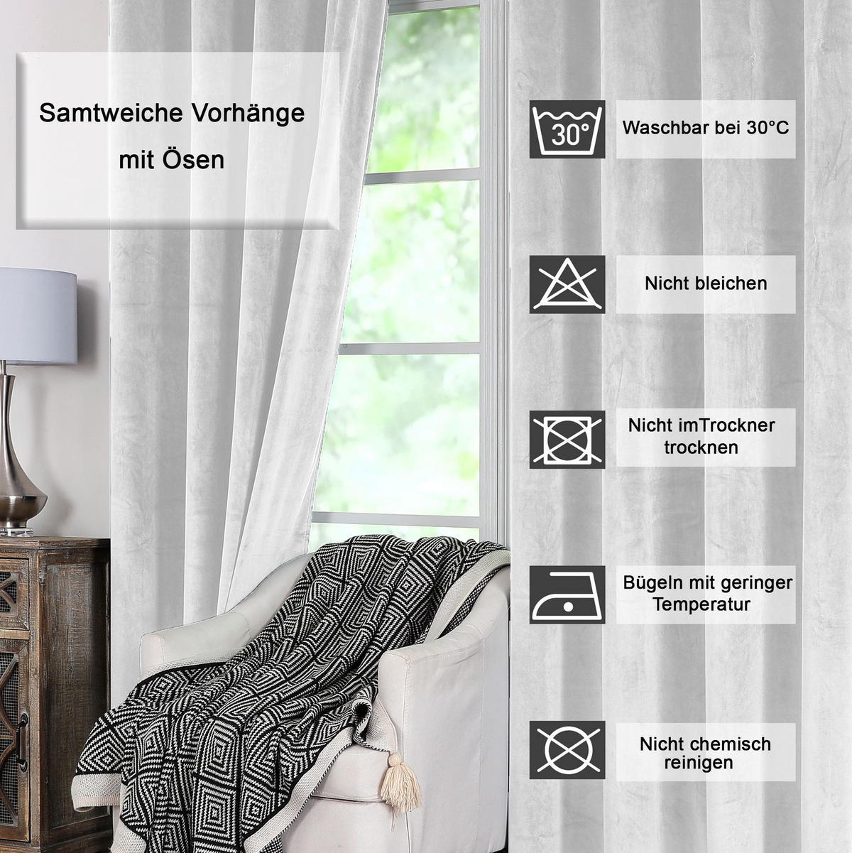 VORHANG Ösen Samt 140/145 cm weiß - Weiß, Textil (140/145cm) - TiborTex