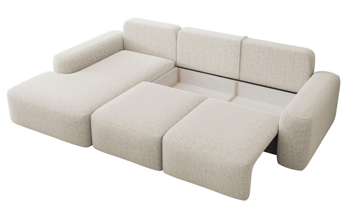 ECKSOFA Carnos Chenille-Bezug in Creme - Creme, Textil (264/162cm) - Selsey