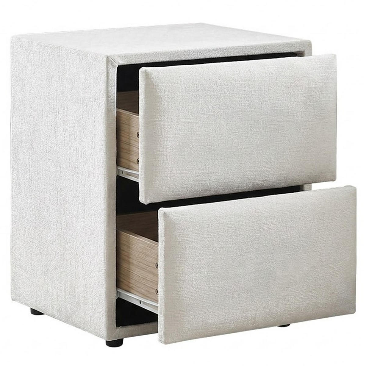 NACHTTISCH LYON 45/45/60 cm, Ivory, zwei Schubladen - Creme/Schwarz, Holz/Kunststoff (45/60/45cm) - Consilio Concept