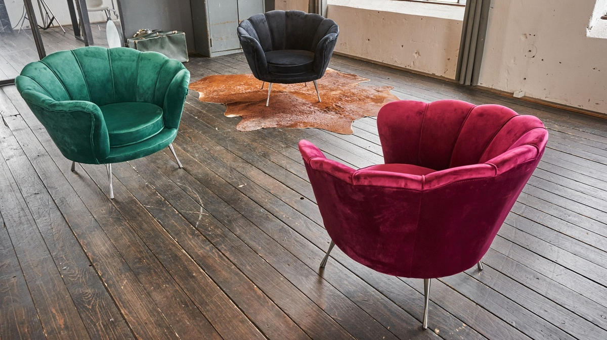 SESSEL NARLA Rot Velvet - Rot/Silberfarben, Textil (97/78/70cm) - KAWOLA