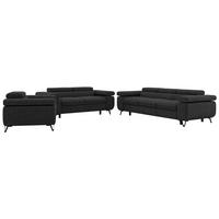 SEDACÍ SOUPRAVA PETER 1+2+3 - Tmavě šedá Strukturovaná látka - černá/tmavě šedá, kov/textil (262/76/99cm) - MKS