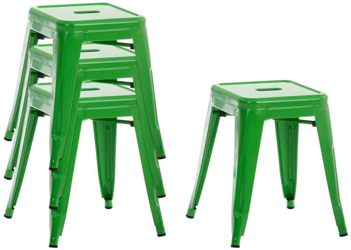 SITZHOCKER 4er Set Arvida grün - Grün, Metall (40/46/40cm) - TPFLiving