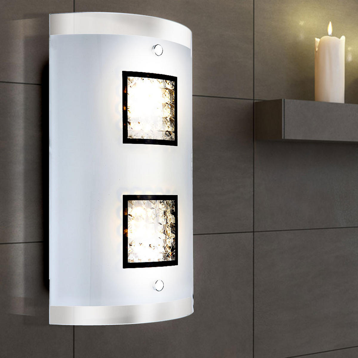 LED WANDLEUCHTE Sterni Silber - Silberfarben, Glas (18/30/6.2cm) - Globo Lighting