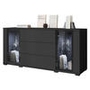 SIDEBOARD Caro SB 150 2D3S mit weißer LED Beleuchtung - Schwarz, Holzwerkstoff/Kunststoff (150/70/40cm) - MIRJAN24