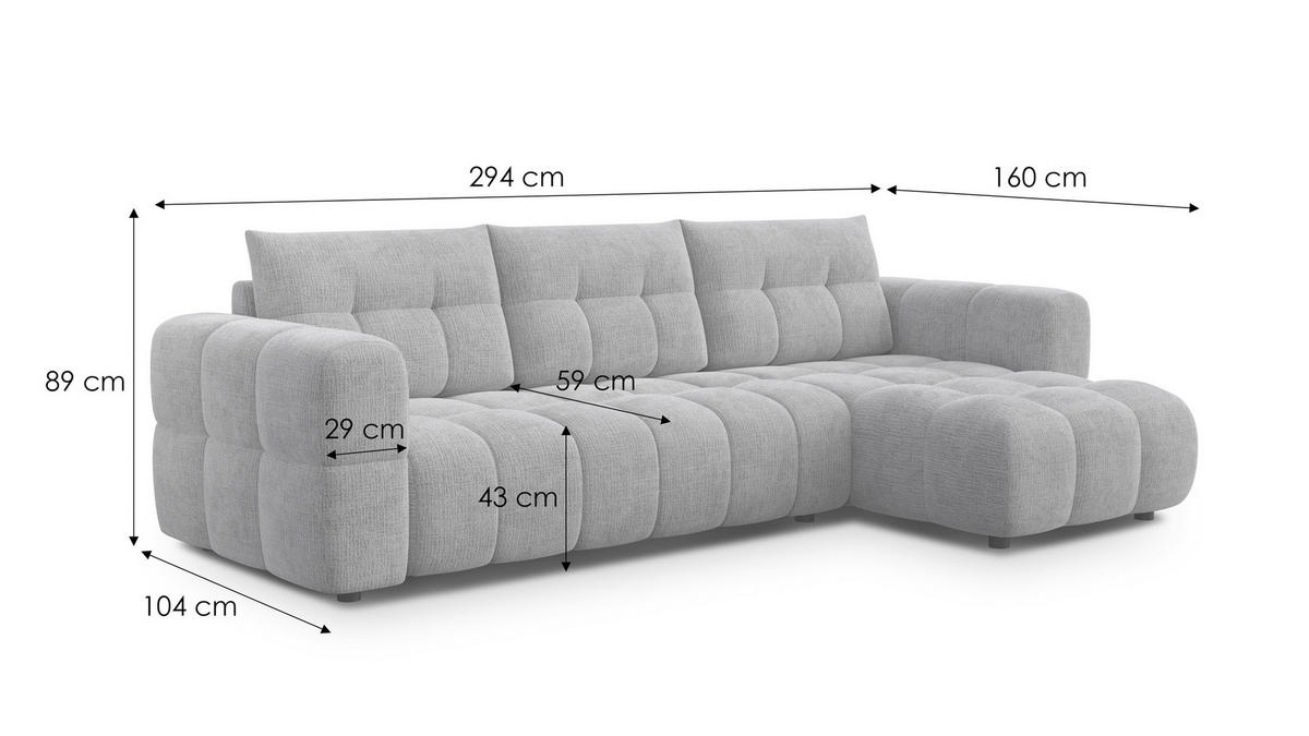 ECKSOFA CLOUDI 4-Sitzer rechts, marineblau - Blau/Schwarz, Holz/Textil (294/160cm) - Courtois Laville