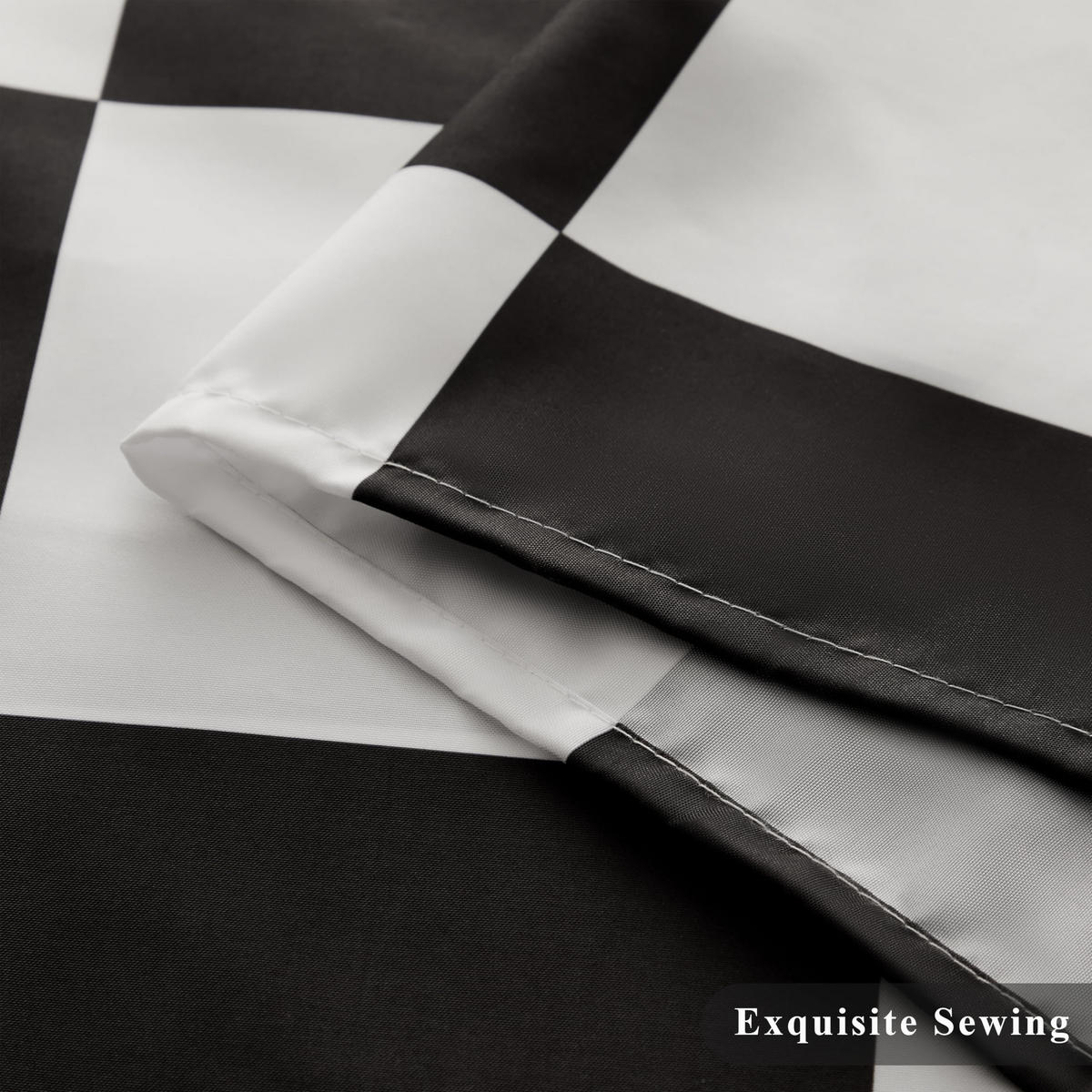 DUSCHVORHANG Schwarz kariert 180 x 180 cm maschinenwaschbar Retro Schachbrettmuster fürs Badezimmer - Schwarz, Textil (180/180cm) - MCBOSON