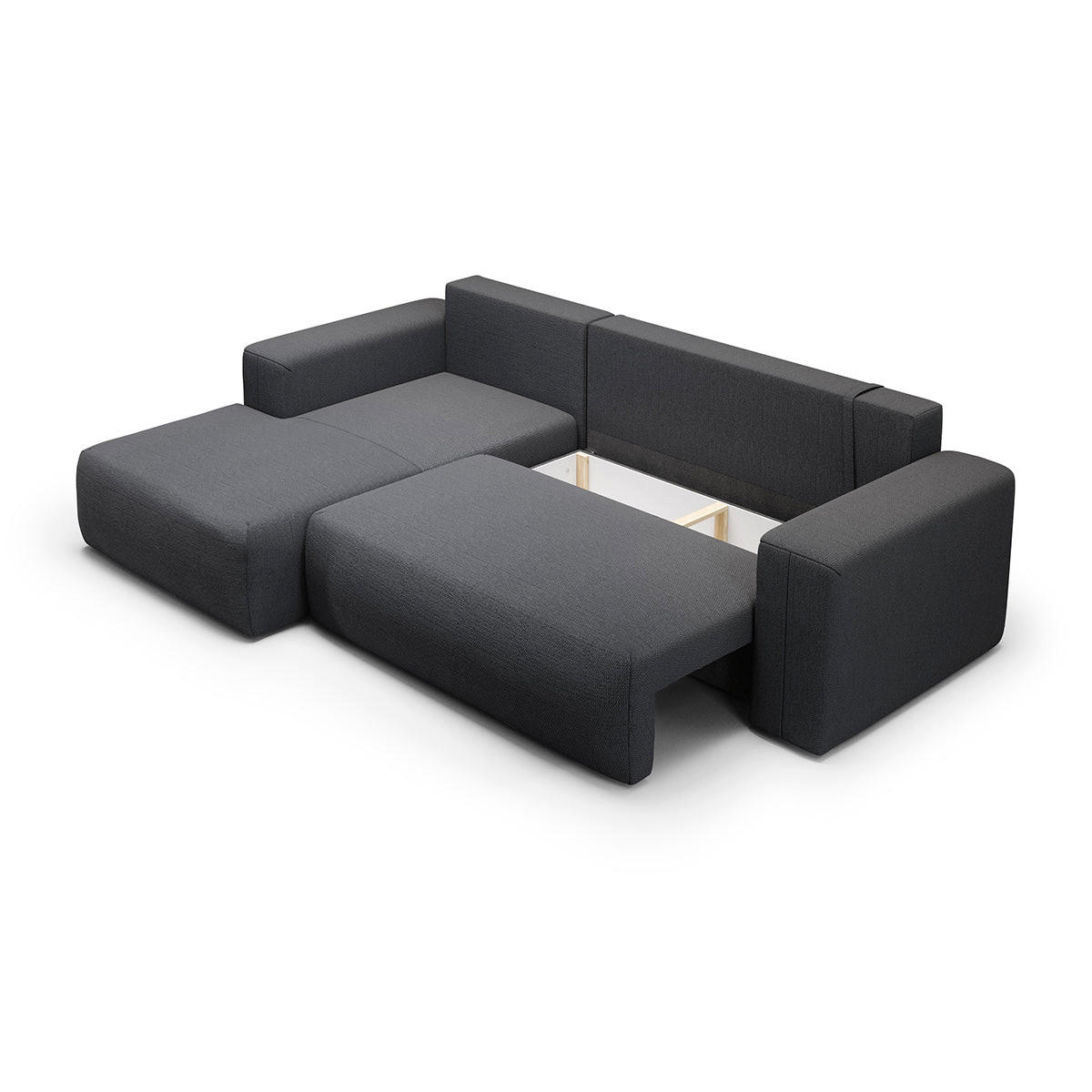 ECKSOFA Bliss 3 Sitzplätze Dunkelgrau - Grau, Holz (268/163cm) - Petits-meubles