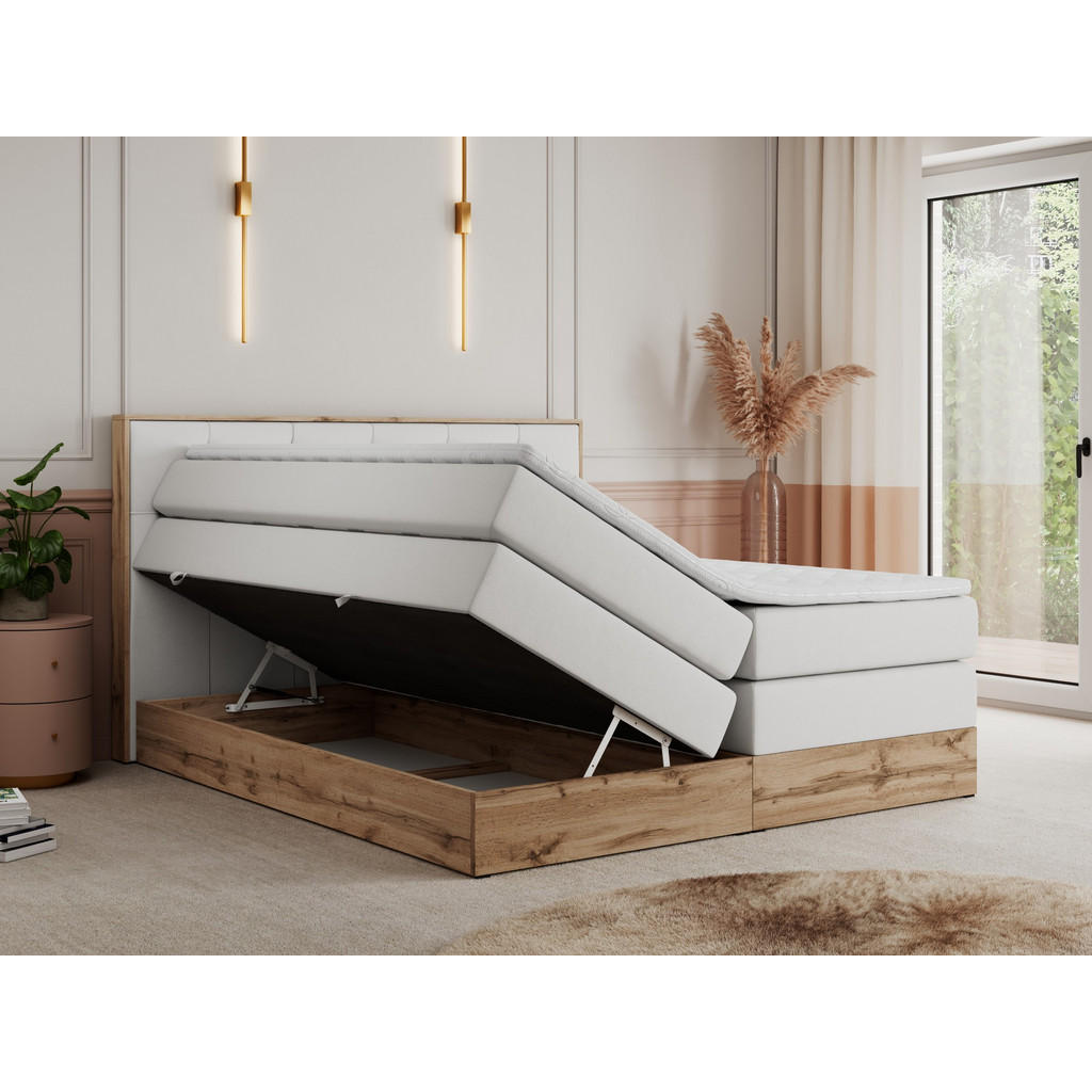 Thumbnail - MKS Boxspringbett, Weiß, Textil, 2-Sitzer, H3, Rechteckig, 180x200 cm, Schlafzimmer, Betten, Boxspringbetten