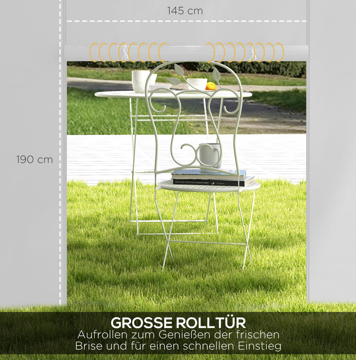 PAVILLON-SEITENWÄNDE 295/195 cm 2er-Set mit Fenster und Reißverschlusstür aus Polyester, Weiß - Weiß, Textil (195/195/295cm) - Redom