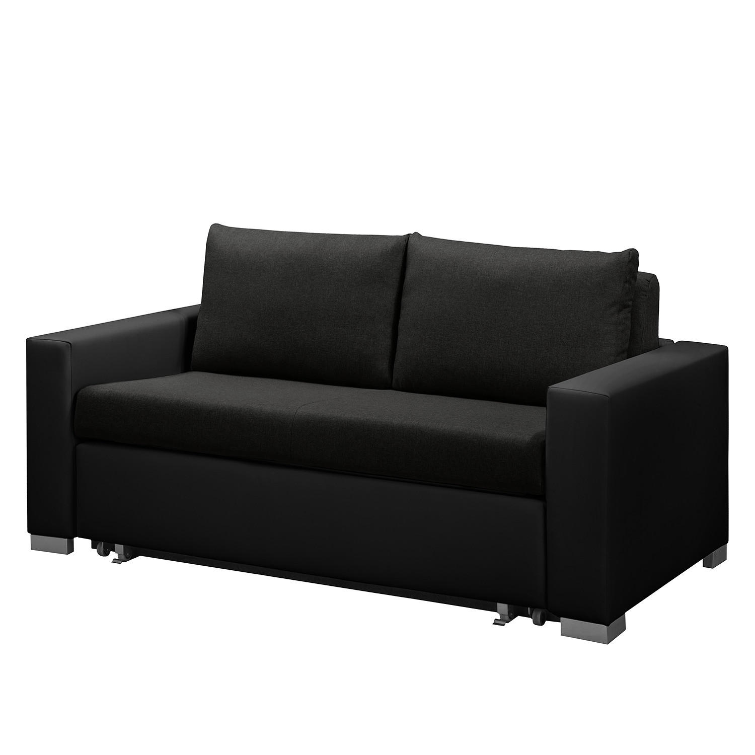 SCHLAFSOFA - Silberfarben/Schwarz, Kunststoff/Textil (153/90/90cm) - home24
