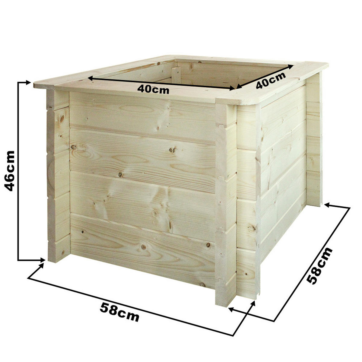 HOCHBEET HOLZ - 58x58xH46 cm - M617 - Beige, Holz (58/46/58cm) - Timbela