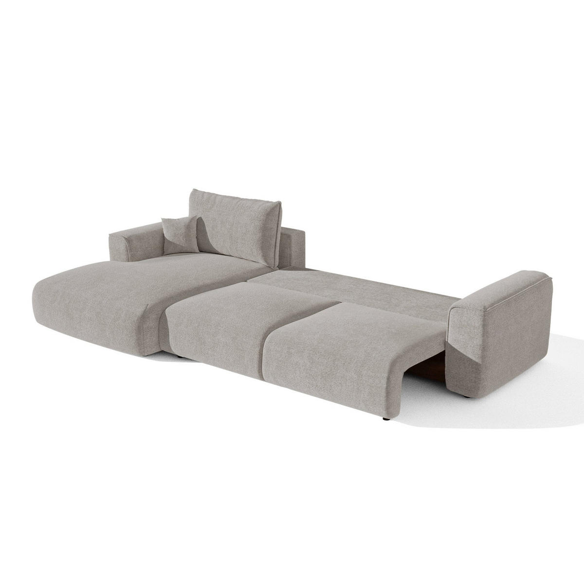 LINKSECK-SCHLAFSOFA mit Stauraum COMO Bouclé-Stoff Hellgrau 297cm - Hellgrau/Grau, Textil (297/167cm) - Premium Interiors