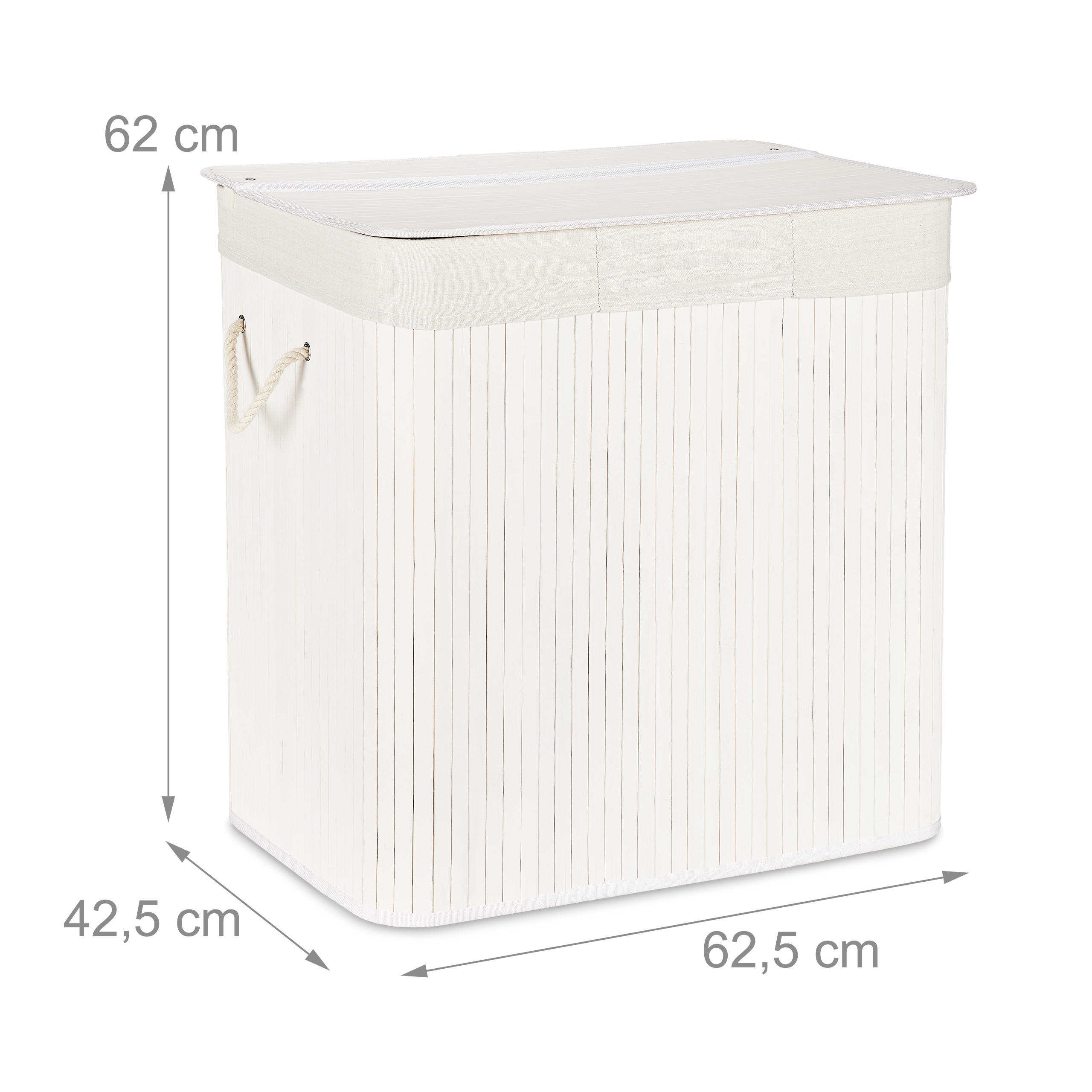 Thumbnail - Relaxdays Wäschekorb, Weiß, Holz, 62.5x62x42.5 cm, Ordnen & Aufbewahren, Wäschekörbe & Tonnen