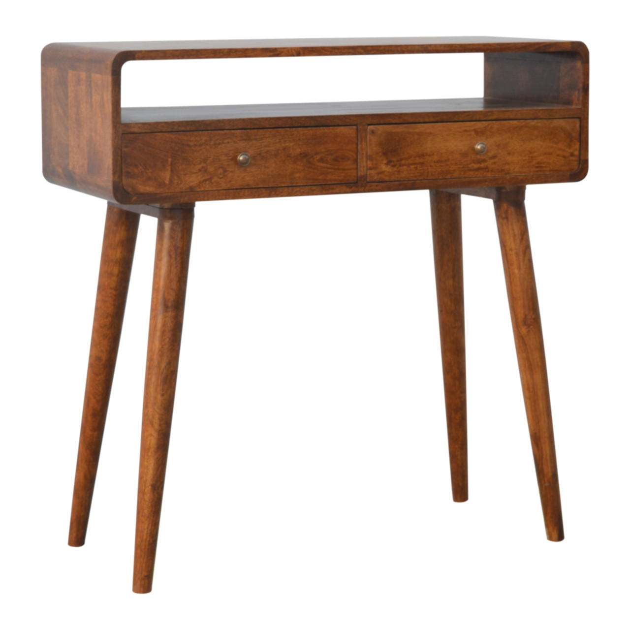 KONSOLENTISCH im Kastanienholz-Finish - Messingfarben/Braun, Holz/Metall (35/90/90cm) - Artisan Furniture