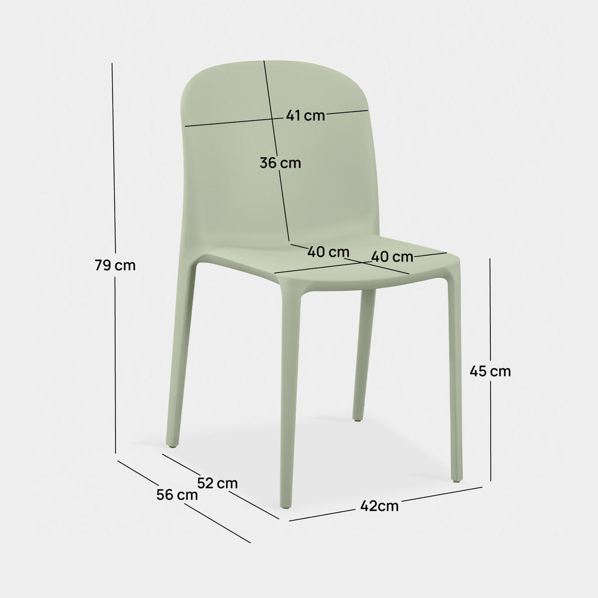 GARTENSTUHL Ethan Grün 50 cm x 79 cm 4er-Set - Grün, Kunststoff (50/79/56cm) - Klast Home