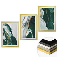 WANDBILDER 3er Set - 40x60 cm Goldrahmen - Abstrakte grüne Farbmuster - Goldfarben, Kunststoff (40/60cm) - ArtPrintCave