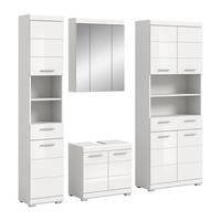 BADKOMBINATION 4tlg. Scout Bad in weiß Nachbildung und weiß hochglanz B/H/T: 186x191x34 cm - Weiß, Holz (186/191/34cm)