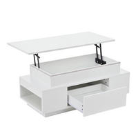 COUCHTISCH DE-37101 höhenverstellbar mit LED und Schublade Weiß - Weiß, Holzwerkstoff (96/45/40cm) - ComfortXL
