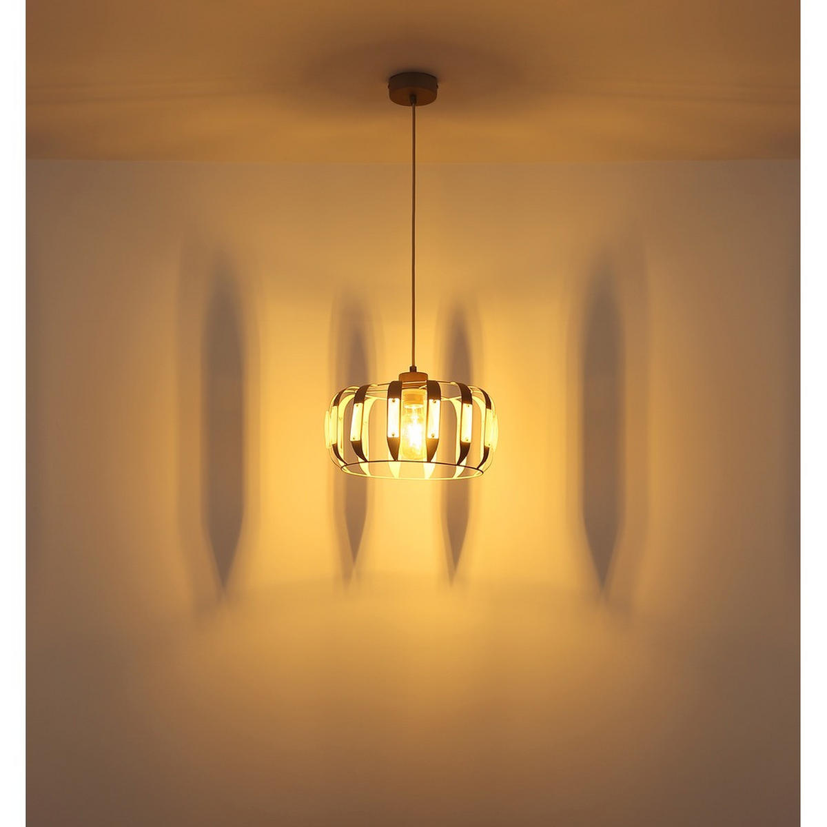 PENDELLEUCHTE ARLEN Metall weiß matt, 1x E27, höhenverstellbar - Weiß, Glas (35/35/120cm) - Globo Lighting