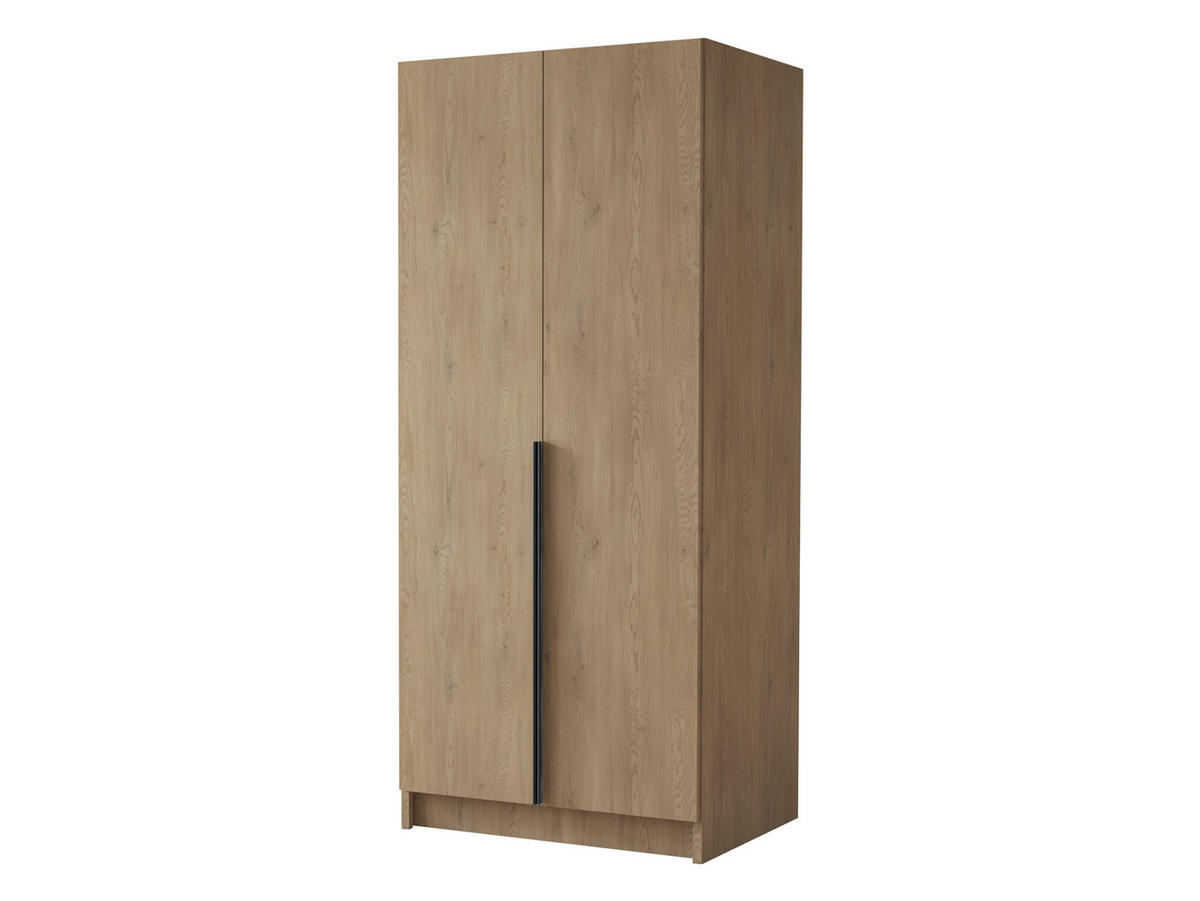 KLEIDERSCHRANK Bono I - Eichefarben/Schwarz, Holzwerkstoff/Metall (100/215/58cm) - MIRJAN24