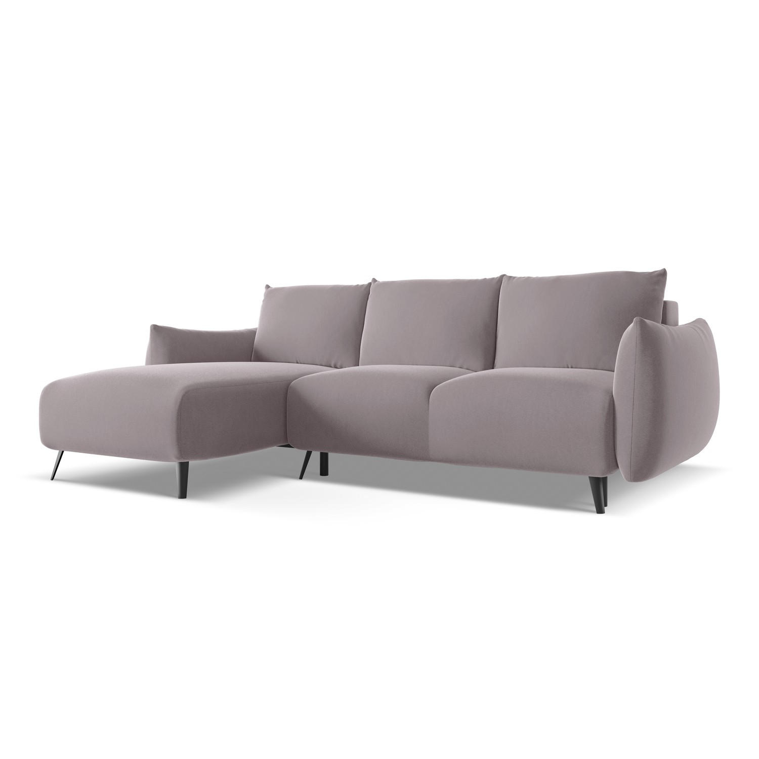 ECKSOFA mit Schlaffunktion Samt Stoff Violett - Lila/Flieder, Textil/Metall (162/242cm) - LaMiaSofa