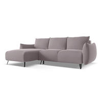 ECKSOFA mit Schlaffunktion Samt Stoff Violett - Lila/Flieder, Textil/Metall (162/242cm) - LaMiaSofa