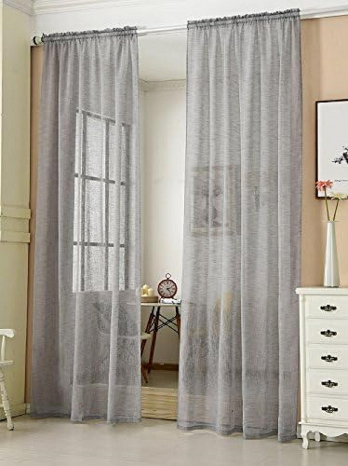 GARDINEN Leinenoptik 140 x 225 cm Dunkelgrau 1 Stück - Dunkelgrau, Kunststoff (140/225cm) - Woltu
