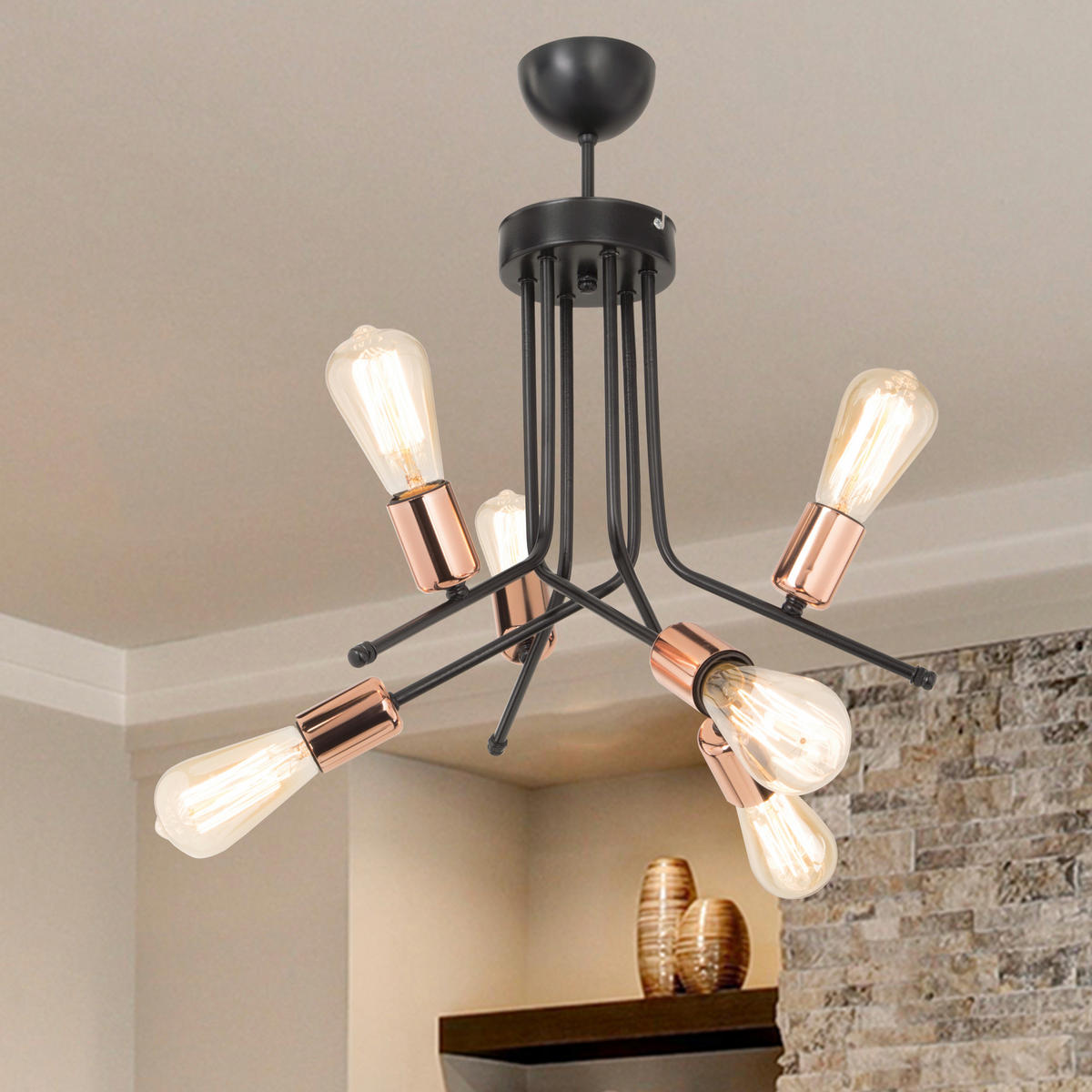 DECKENLEUCHTE Halesowen - Kupferfarben, Metall (41/41/50cm) - lux.pro