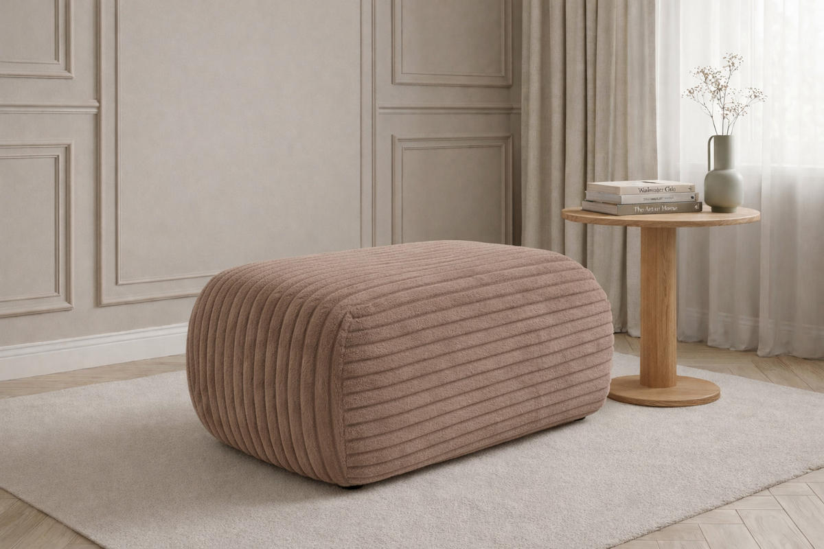 HOCKER Sitzpouf Für Wohnzimmer, Cordstoff Tilia, Braun, BIS - Braun, Holz (64/40/40cm) - Kaiser Möbel
