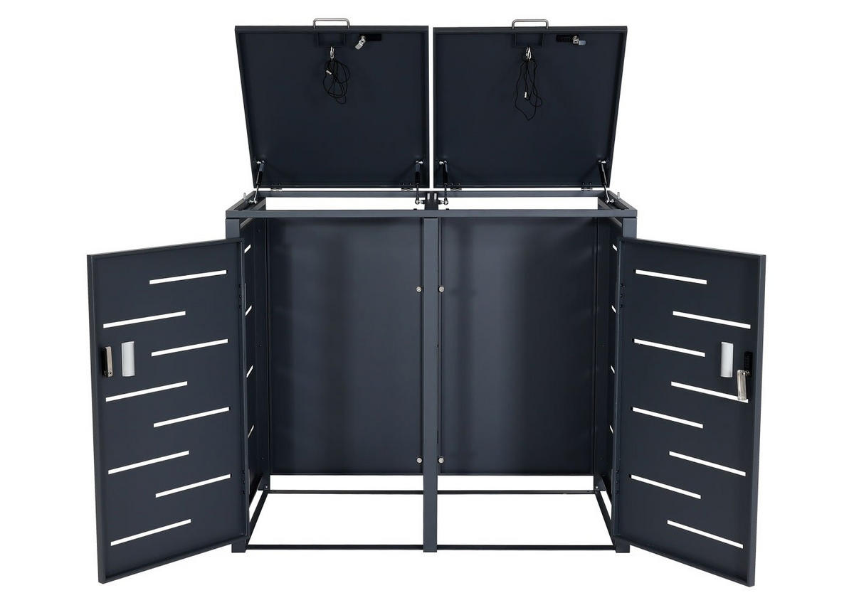 MÜLLTONNENBOX 2er 103x115x63cm erweiterbar Anthrazit - Anthrazit, Metall (115/103/63cm) - PROREGAL