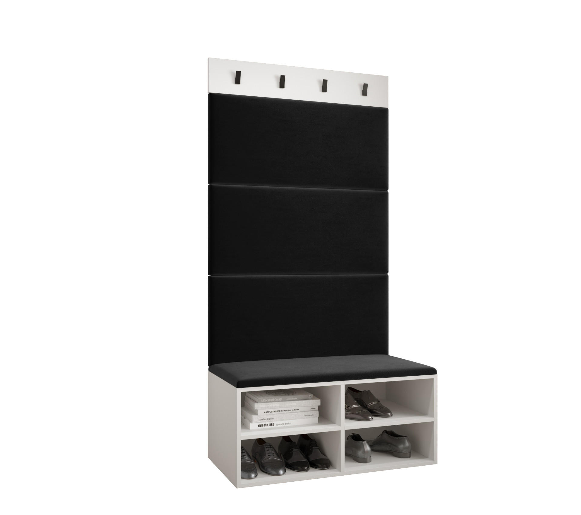 Möbel Kryspol Garderoben-Set Weiß, Schwarz 84x184x42 cm