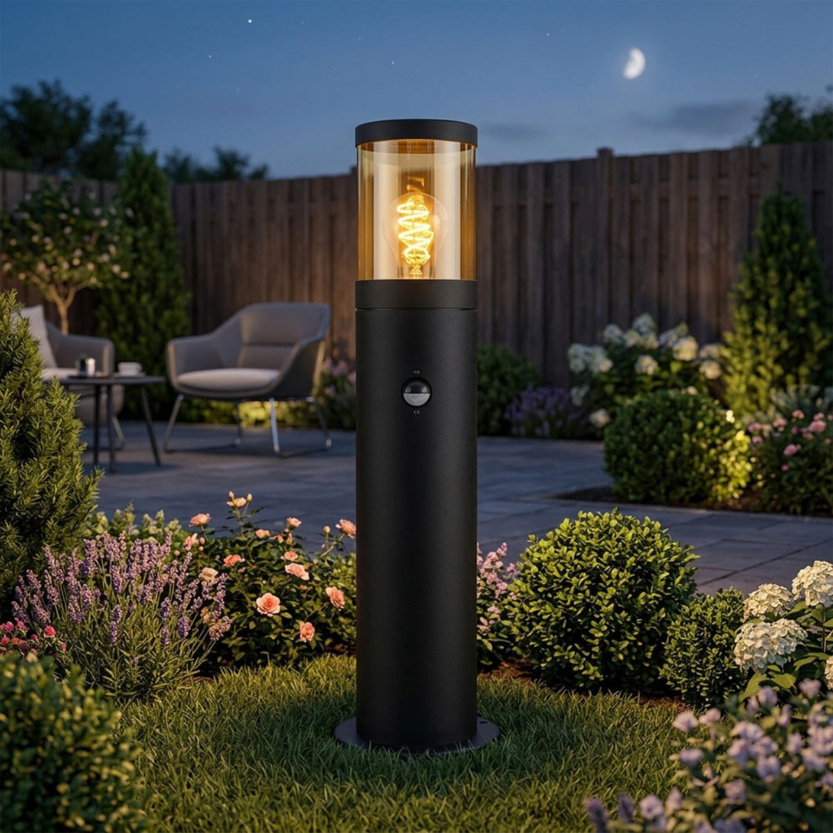 LED WEGELEUCHTE XELOO Schwarz Edelstahl - Schwarz, Metall (10.2/10.2/50cm) - Globo Lighting