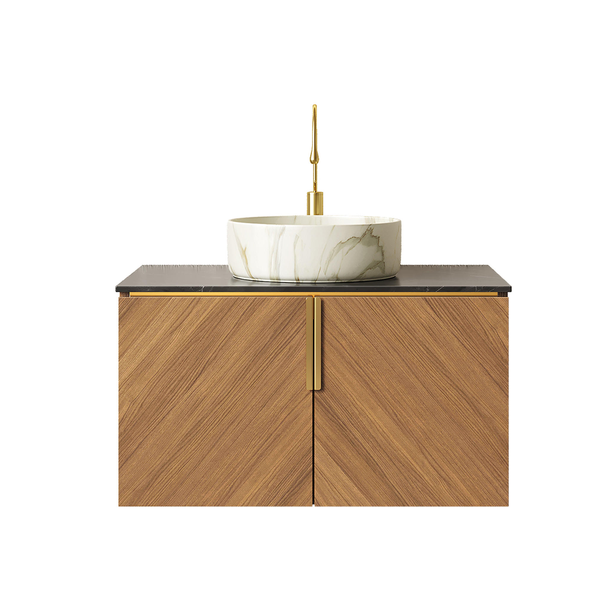 WASCHTISCH Braun-Eiche 76/50/53 cm - Schwarz, Holz (76/53.1/50cm) - PANGIVO