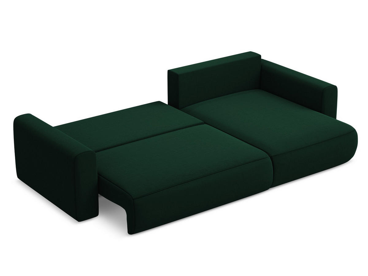ECKSOFA mit Schlaffunktion Samt Stoff Grün - Dunkelgrün/Schwarz, Kunststoff/Textil (278/149cm) - Makamii